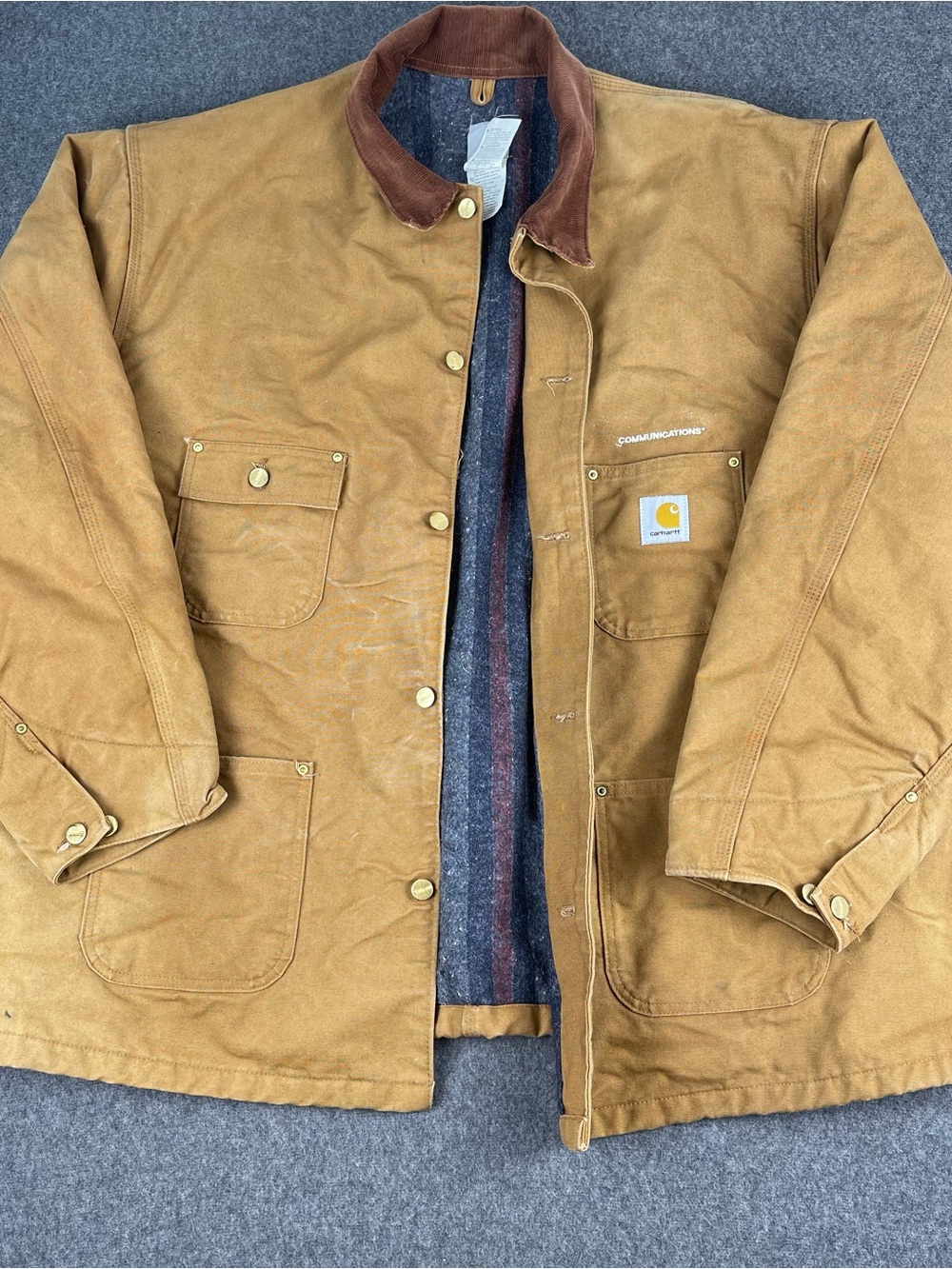 Carhartt Chore Coat Vintage Y2K C01 Brown Sz 60 4XL Blanket Lined Workwear